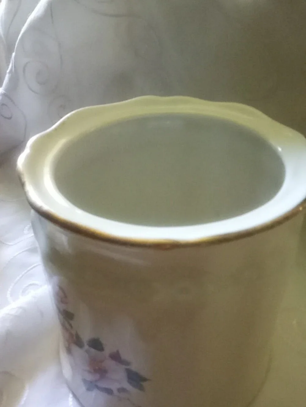 vintage house of webster biscuit jar with Gold Trim
